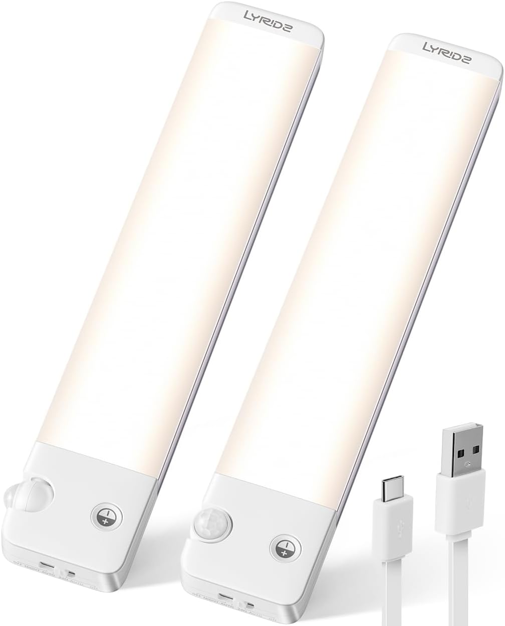 Lyridz 30 luces LED inalámbricas para debajo del gabinete con sensor de movimiento, ángulo de sensor de 0 a 90, luces recargables de 1500 mAh para