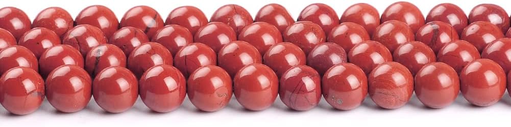 Cuentas de roca roja para hacer joyas de 0.394 in Cuentas redondas de piedra para pulseras piedra de jaspe natural, 36 piezashebra