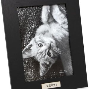 Isaac Jacobs Marco de fotos de madera Sentiments Cat Meow de 5 x 7 pulgadas, marco vertical de recuerdo con caballete y pestañas para colgar para Isaac Jacobs Marco de fotos de madera Sentiments Cat Meow de 5 x 7 pulgadas, marco vertical de recuerdo con caballete y pestañas para colgar para