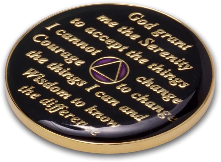 Moneda de sobriedad de 2 años  Ficha de aniversario de recuperación de chips AA Triplate (morado)