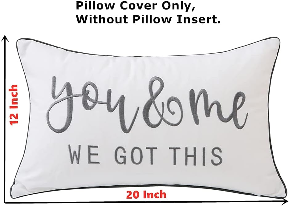 Fundas decorativas de almohada lumbar de 12 x 20 pulgadas con You and Me We Got This Quote, suave y lujosa funda de almohada rectangular para