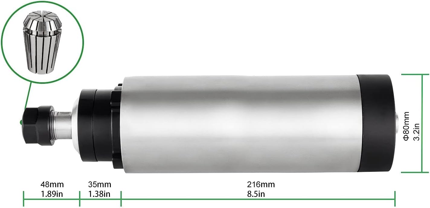 Kits de motor de husillo CNC, 220V 2.2KW 80mm de husillo refrigerado por aire, motor CNC de husillo CNC + 2.2KW VFD+80mm montaje de abrazadera + kit