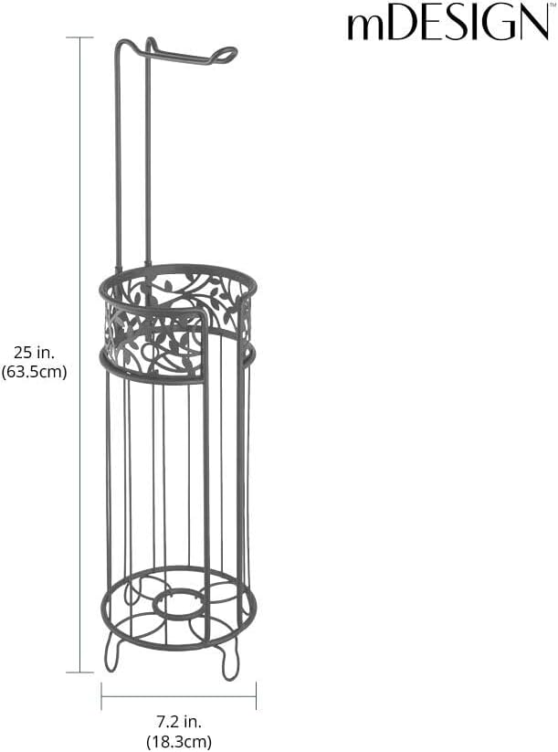 mDesign Soporte de rollo de papel higiénico de acero, organizador y dispensador para baño y organización del hogar, capacidad para 3 rollos de papel