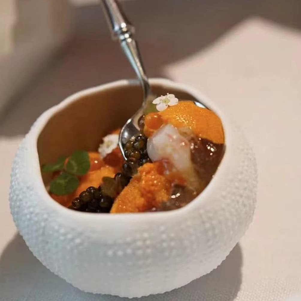 Hemoton Mini cuenco de cerámica para erizo de mar, plato de inmersión de cocina, suministros de restauración para frutos secos, salsa de caviar,