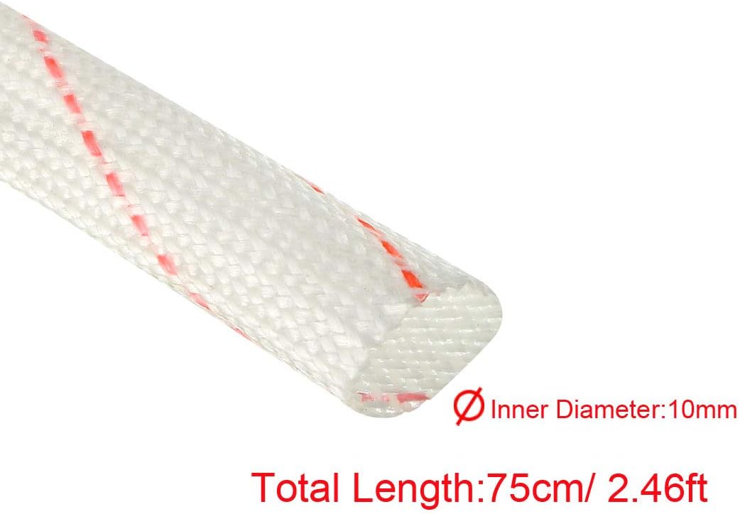 uxcell Manga de protección térmica de fibra de vidrio de 0.394 in (38 pulgadas) ID x 2.46 pies de tubo de manga de fibra de vidrio de silicona de