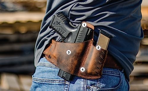 Versacarry Commander Leather Holster  4 Different Sizes to Fit Most Pistols – Outside The Waistband Carry  Holds Spare Magazine  USA Crafted  2023 –