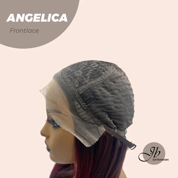 ANGELICA – Peluca de encaje frontal de color rojo oscuro, pelucas largas y rizadas para mujer, pelucas sintéticas naturales para uso diario (pelucas