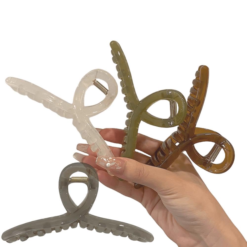 HASINA Pinzas grandes para el cabello para mujer, pinzas de pelo grandes de 5.1 pulgadas para mujer, cabello fino y rizado, clips de plátano mate