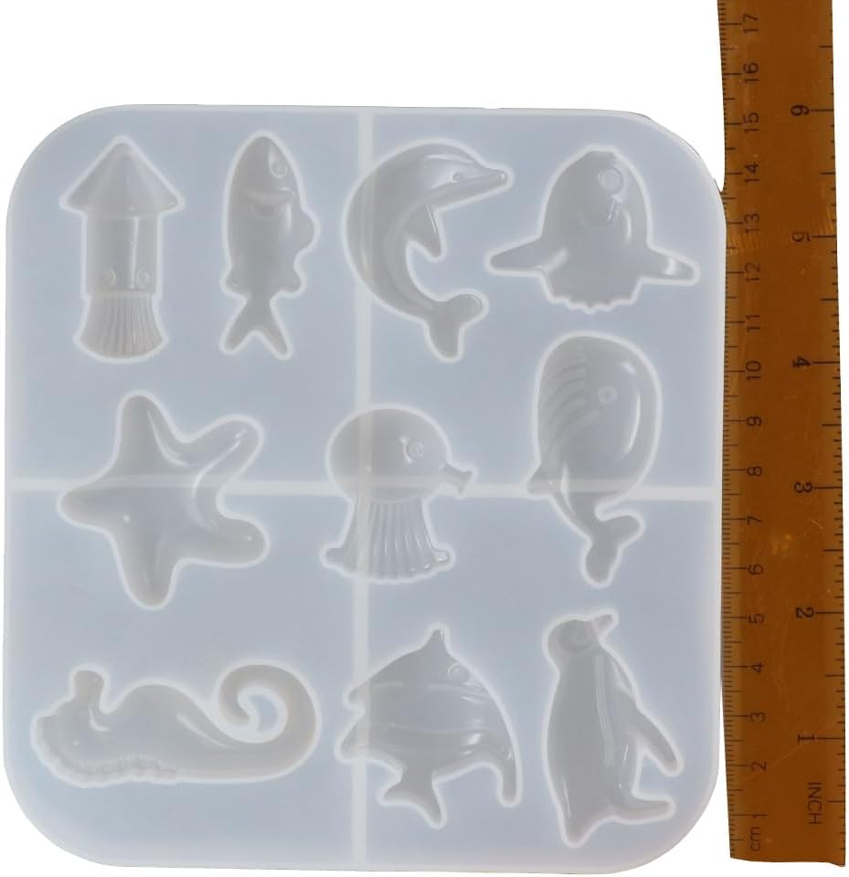 Moldes de resina de animales marinos, estrellas de mar, delfín, medusa, caballo marino, tiburón, para llavero, fabricación de colgantes, manualidades