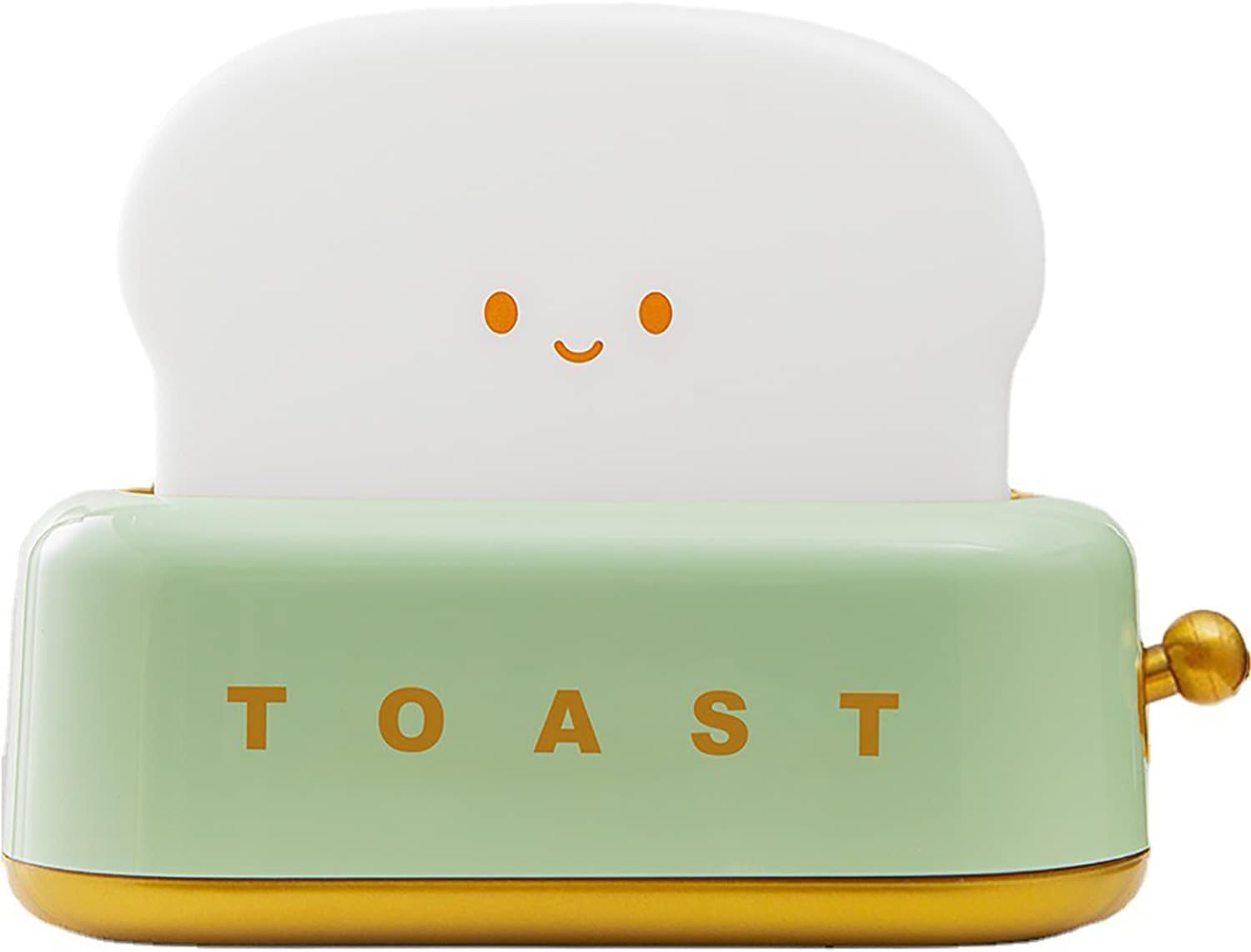 Bonita lámpara de tostadora para decoración de escritorio, pequeña luz LED regulable para tostadas y pan, luz nocturna recargable, luz portátil con