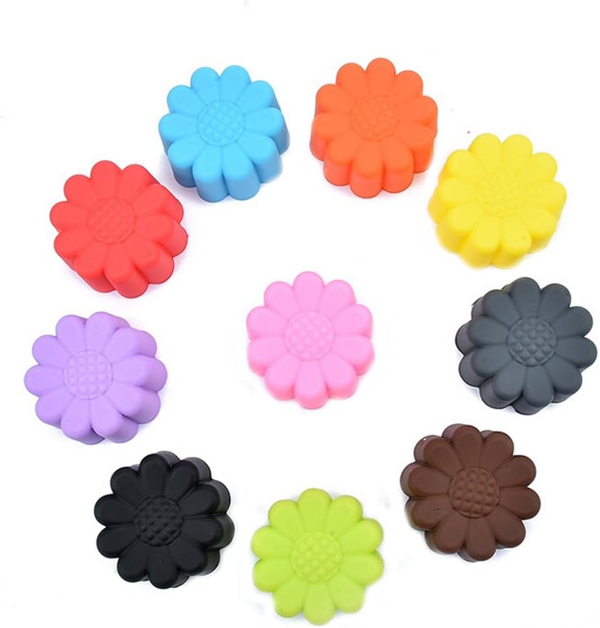 Molde de silicona para hornear taza de galleta de 2.0 pulgadas, molde para hornear, molde para hacer jabón de gelatina de pudín de chocolate, 10 uds