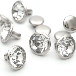 CRAFTMEMORE 50 juegos de remaches de diamantes de imitación transparentes blancos con diamantes de imitación rápidos para decoración de bricolaje, CRAFTMEMORE 50 juegos de remaches de diamantes de imitación transparentes blancos con diamantes de imitación rápidos para decoración de bricolaje,