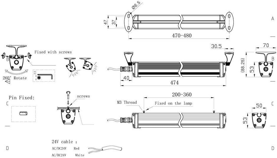 IndustrialMáquina LED Tubo Luz 40W 110-220V IP67 A Prueba de Explosiones LED LightCNC Máquina Interner Iluminación Luz Blanca(40)
