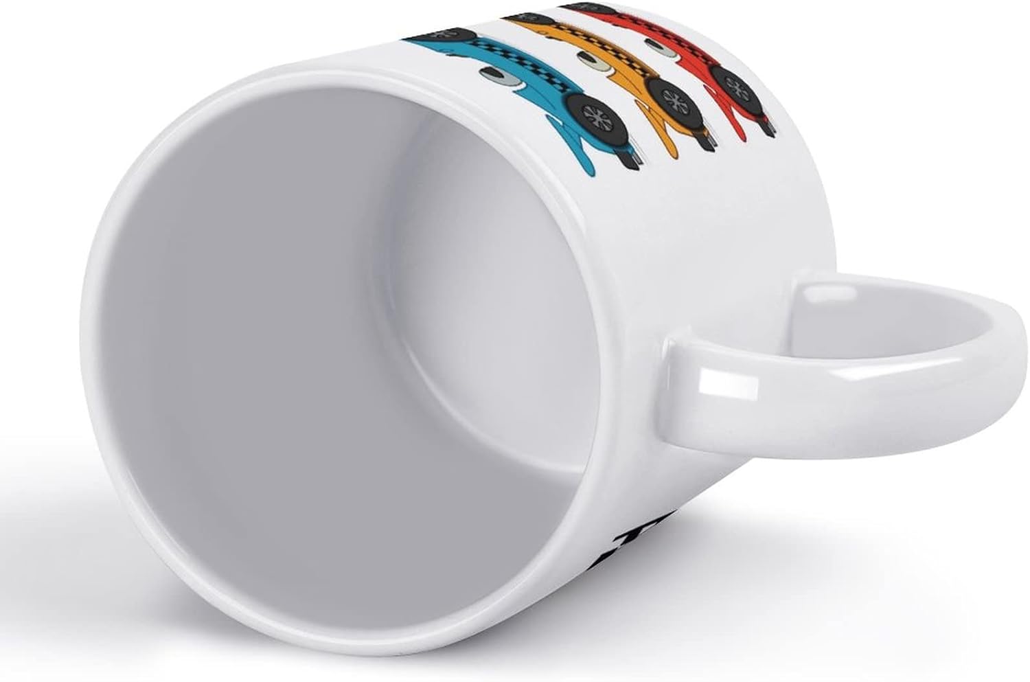 Racer on Orange Blue Red Racing Cars Checker – Taza de cerámica blanca para té, café, jugo de leche, 11 onzas para hogar, fiesta, oficina, café,
