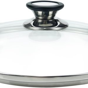 Tapa de vidrio templado de 9 pulgadas con orificio de ventilación de vapor, olla universal transparente de repuesto con perilla de soporte, borde de Tapa de vidrio templado de 9 pulgadas con orificio de ventilación de vapor, olla universal transparente de repuesto con perilla de soporte, borde de