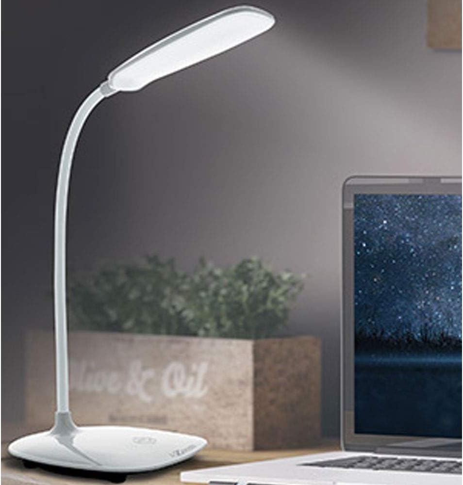 Lámpara de escritorio recargable con cuello flexible, regulable, sensor táctil, luz cisne, 120 lúmenes LED blanco