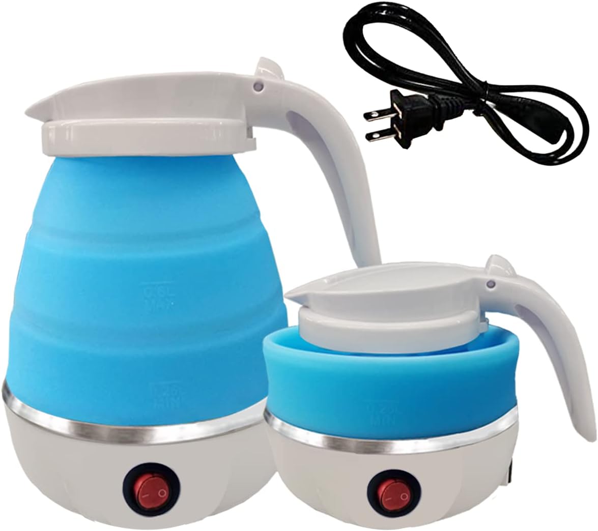 Hervidor eléctrico portátil plegable con silicona de grado alimenticio, 6 minutos de agua de ebullición rápida para acampar o viajar, hervidor