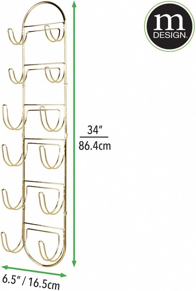 mDesign Toallero de acero para montaje en pared con 6 compartimentos, toallero y organizador de almacenamiento de toallas para baño, tocador,