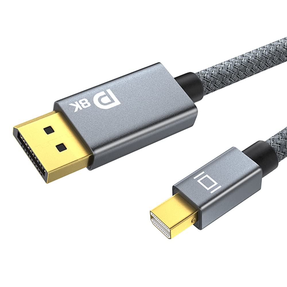 Cable Mini DisplayPort a Displayport 1.4 de 8K de 10 pies, cable Thunderbolt a DP 8K 60Hz 4K a 144Hz Thunderbolt 2 (video de salida) compatible con