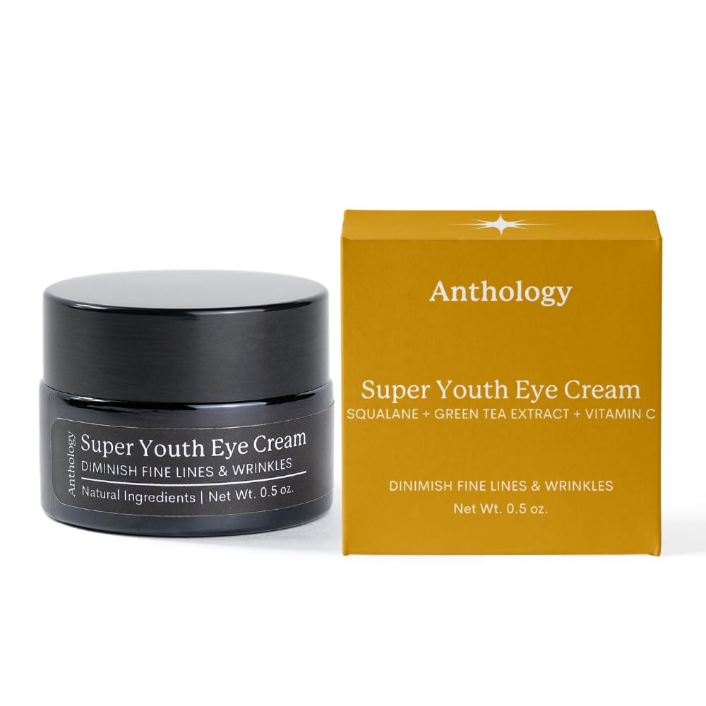 ANTHOLOGY Super Youth Crema de ojos para arrugas y ojeras  Crema antienvejecimiento para debajo de los ojos con péptidos, aloe vera orgánico y
