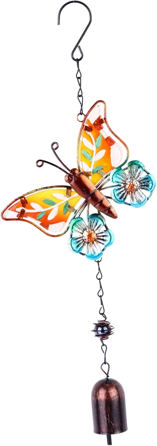 Campanillas de viento de mariposa pintadas, escultura de mariposa, campanas de viento decorativas, campanas de viento, campanillas de viento de