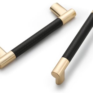 Paquete de 10 manijas moleteadas de 4 pulgadas de color negro y dorado para gabinetes de cocina, tiradores de gabinete de color dorado cepillado, Paquete de 10 manijas moleteadas de 4 pulgadas de color negro y dorado para gabinetes de cocina, tiradores de gabinete de color dorado cepillado,