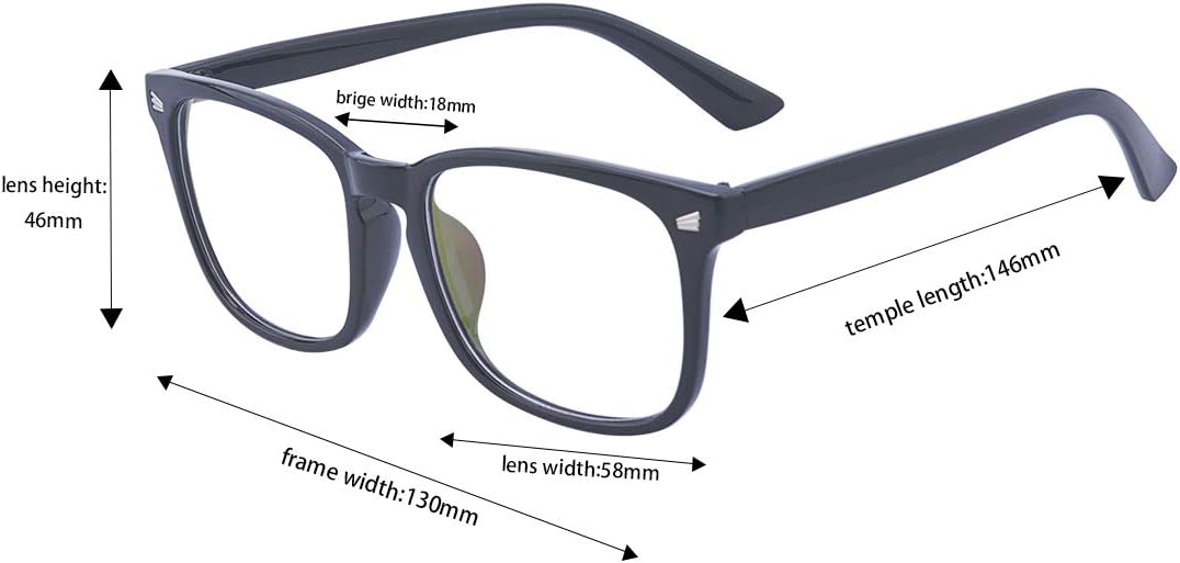 ALWAYSUV Lentes de computadora con bloqueo de luz azul, cuadrados, unisex, miopía, miopía, distancia -1.0 a -4.0
