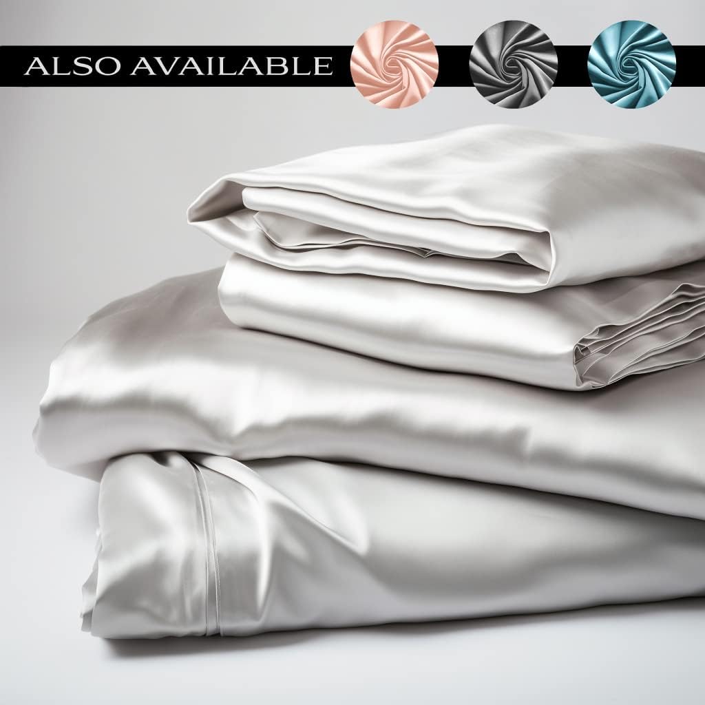 Lunar – Pure 100 Percent Rayon Derived from Bamboo Bed Sheet Set wCorner Straps, for Hot Sleepers, Soft, Lightweight, Extra Deep Pockets 18 (One