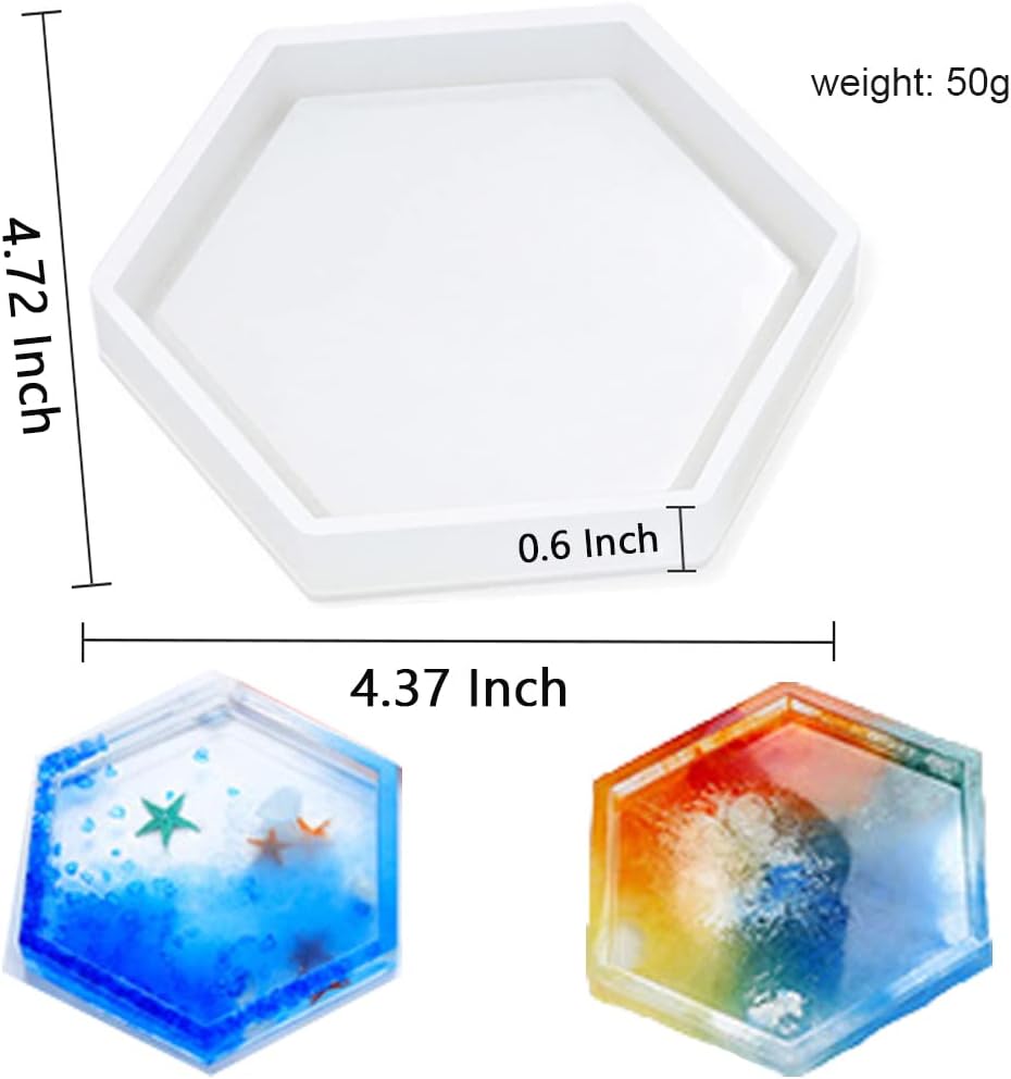 8 moldes de resina para posavasos, posavasos hexagonales cuadrados redondos de silicona epoxi, moldes de bricolaje para manualidades