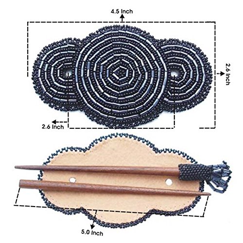 HECHO HECHO HECHO JOYERÍA INDIA SEMILLA NEGRA RECUENTOS PARA EL CABELLO ACCESORIOS BARRETTE Z-40-SB-12