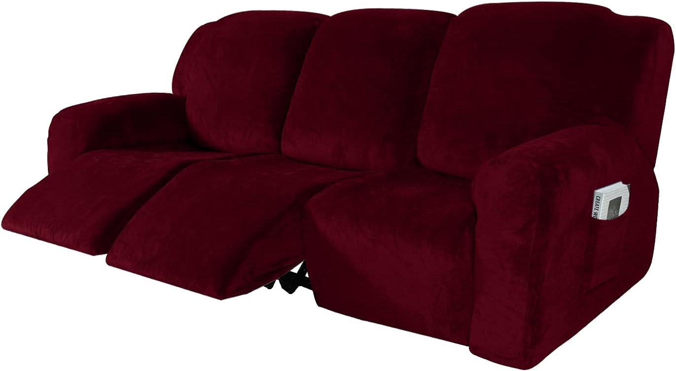 IMYOGI Fundas para sofá de alta elasticidad de terciopelo para sofá reclinable de 1, 2 y 3 plazas, protector de muebles con parte inferior elástica