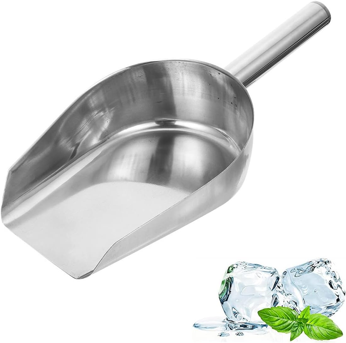 BESTonZON Cuchara de hielo de metal de acero inoxidable de 8 onzas, cuchara de harina de cocina, cuchara de caramelo, cuchara de comida pequeña para