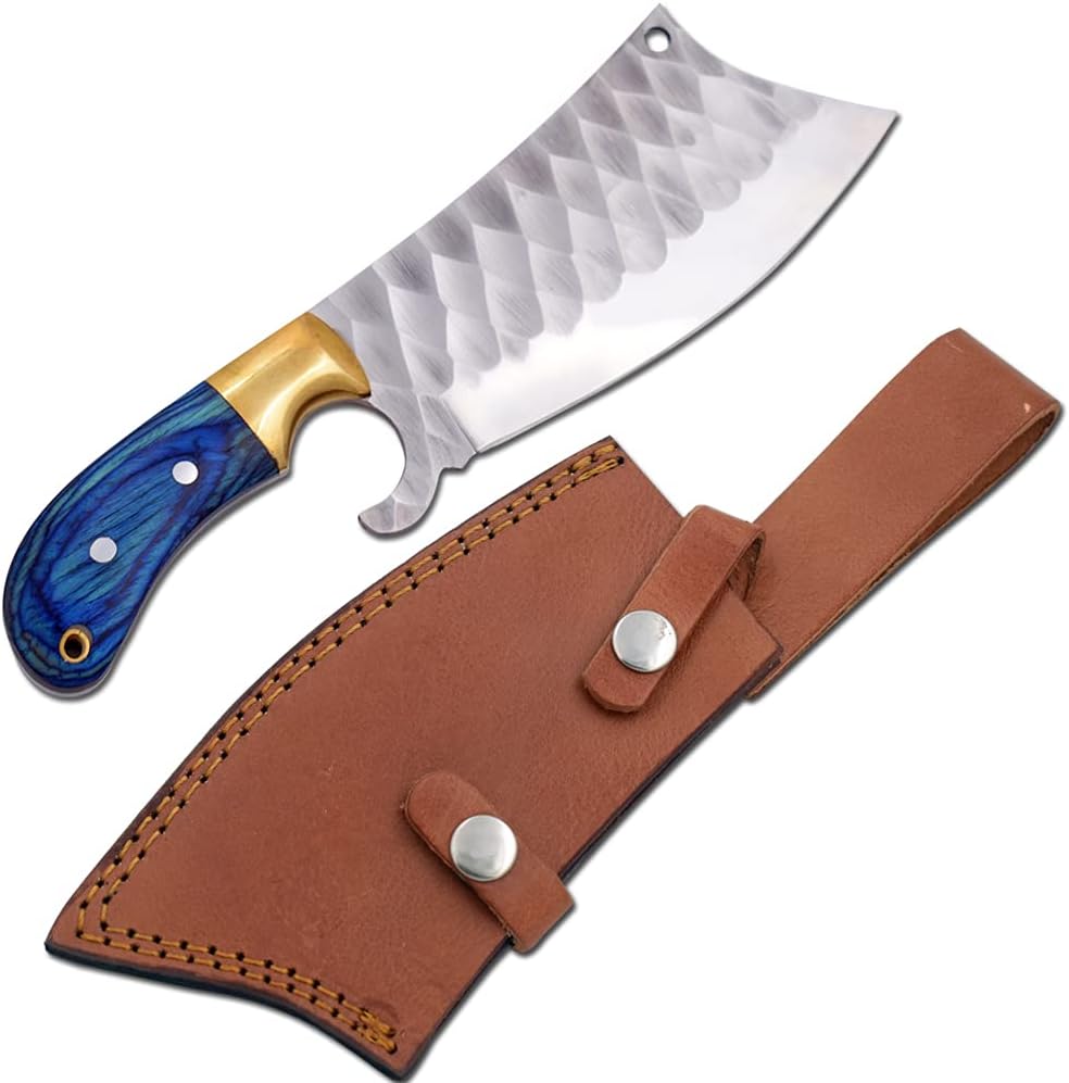 Wild Turkey Handmade Cuchillo de cocina de acero inoxidable 440 de 10 pulgadas con borde afilado de larga duración y mango de madera cómodo, para