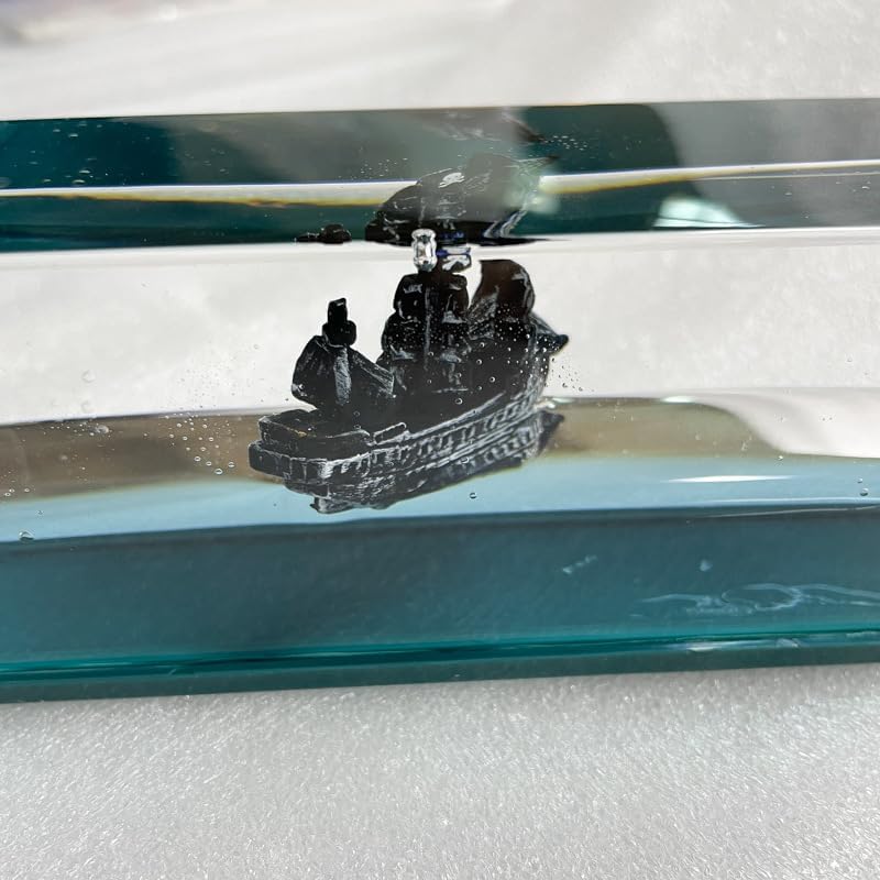 NETFEN Botella fluida de deriva, barco insumergible en una caja, decoración de barco de crucero de onda líquida para decoración de escritorio,
