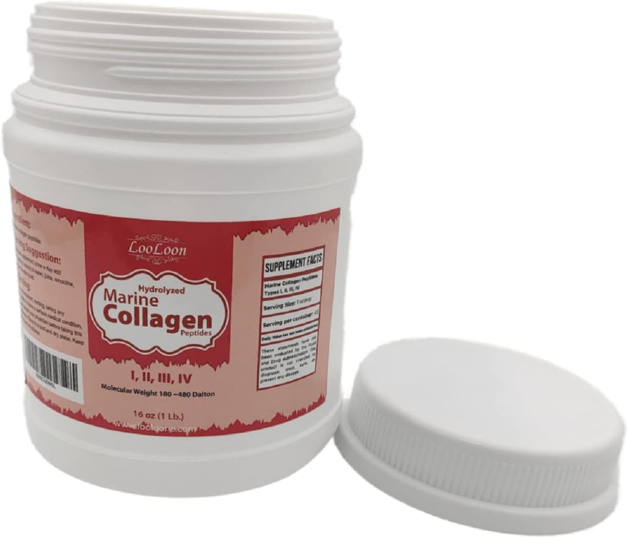 Péptidos marinos de colágeno hidrolizado en polvo Tipos 1, 2, 3, 4, 1 libras polvo de colágeno hidrolizado de bajo peso molecular para