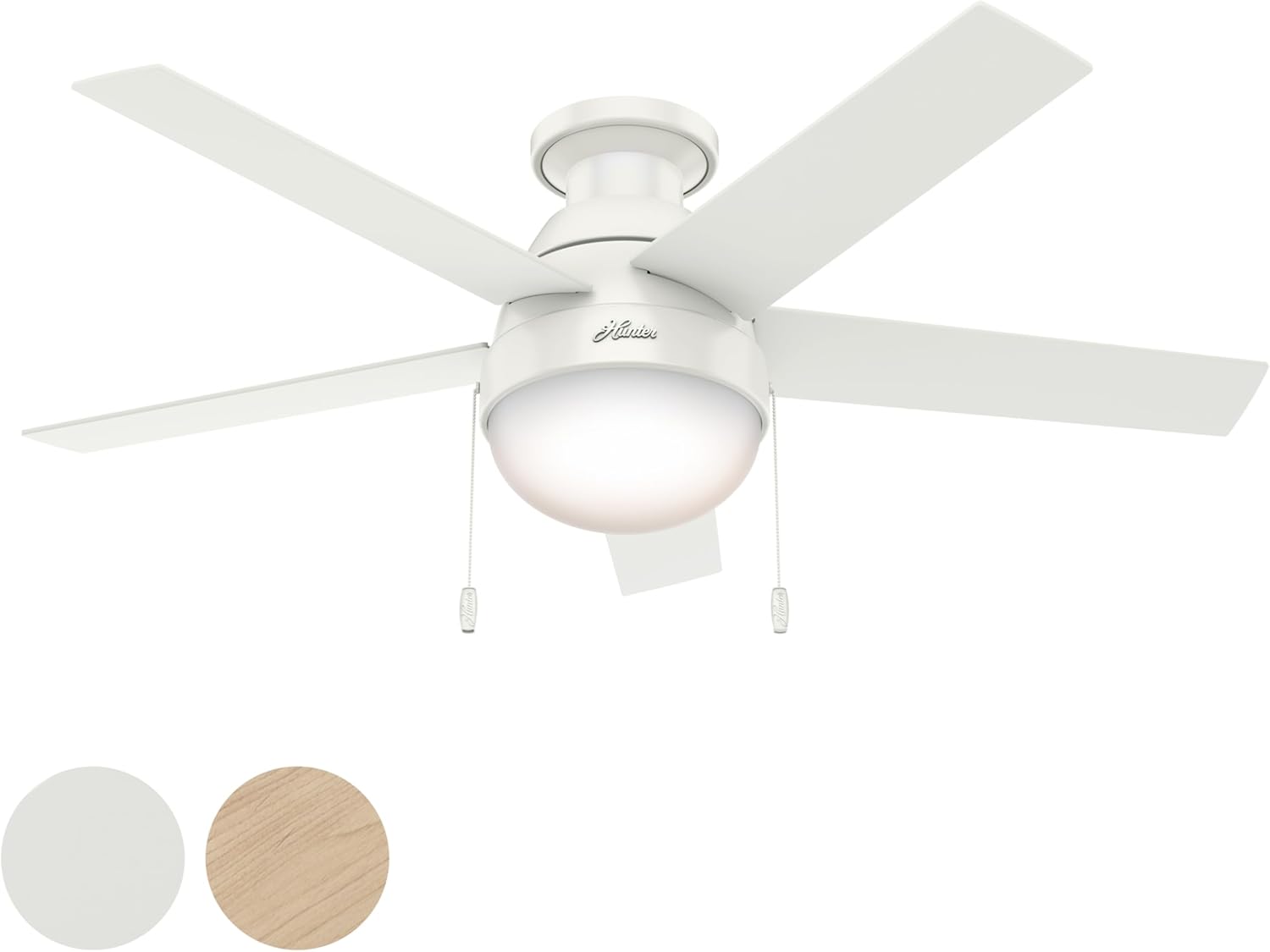 Hunter Ventilador de techo contemporáneo de 46 pulgadas con luz en bronce Premier (renovado) (blanco frío)