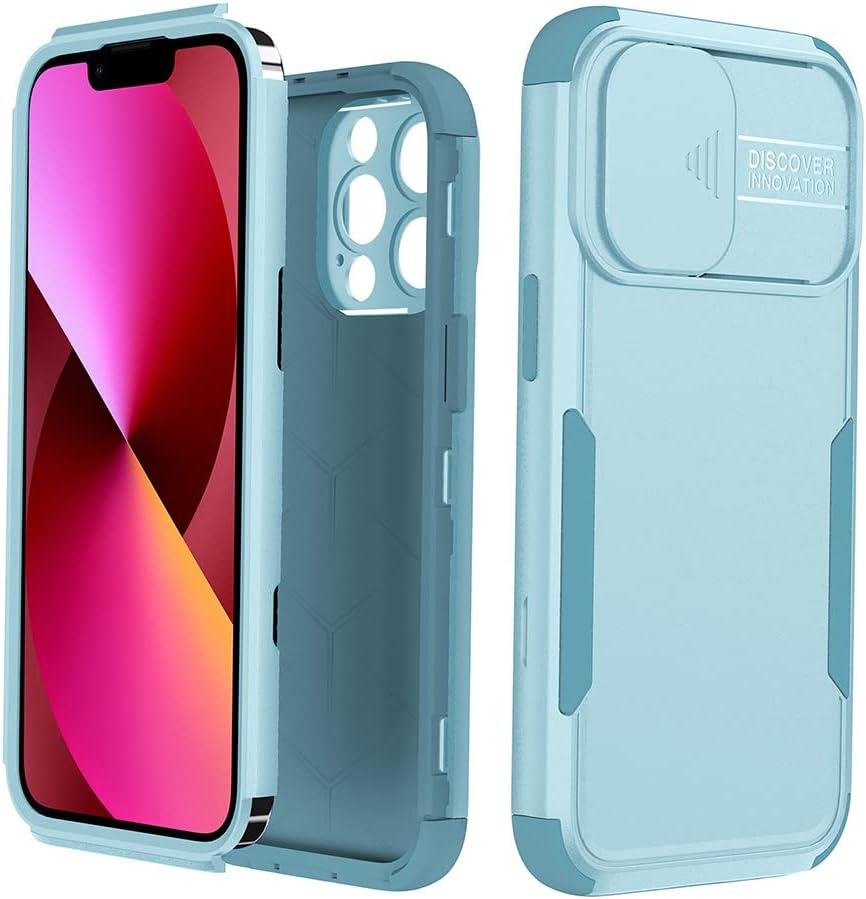 YAUPON Funda para iPhone 13 Pro con cubierta para cámara deslizante, grado militar, resistente a los golpes, funda resistente para iPhone 13 Pro