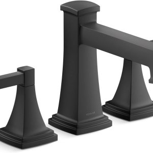 KOHLER T27405-4-BL Riff – Juego de grifo de baño para montaje en cubierta, juego de grifo de bañera con manijas de palanca, no desviador, negro mate KOHLER T27405-4-BL Riff – Juego de grifo de baño para montaje en cubierta, juego de grifo de bañera con manijas de palanca, no desviador, negro mate