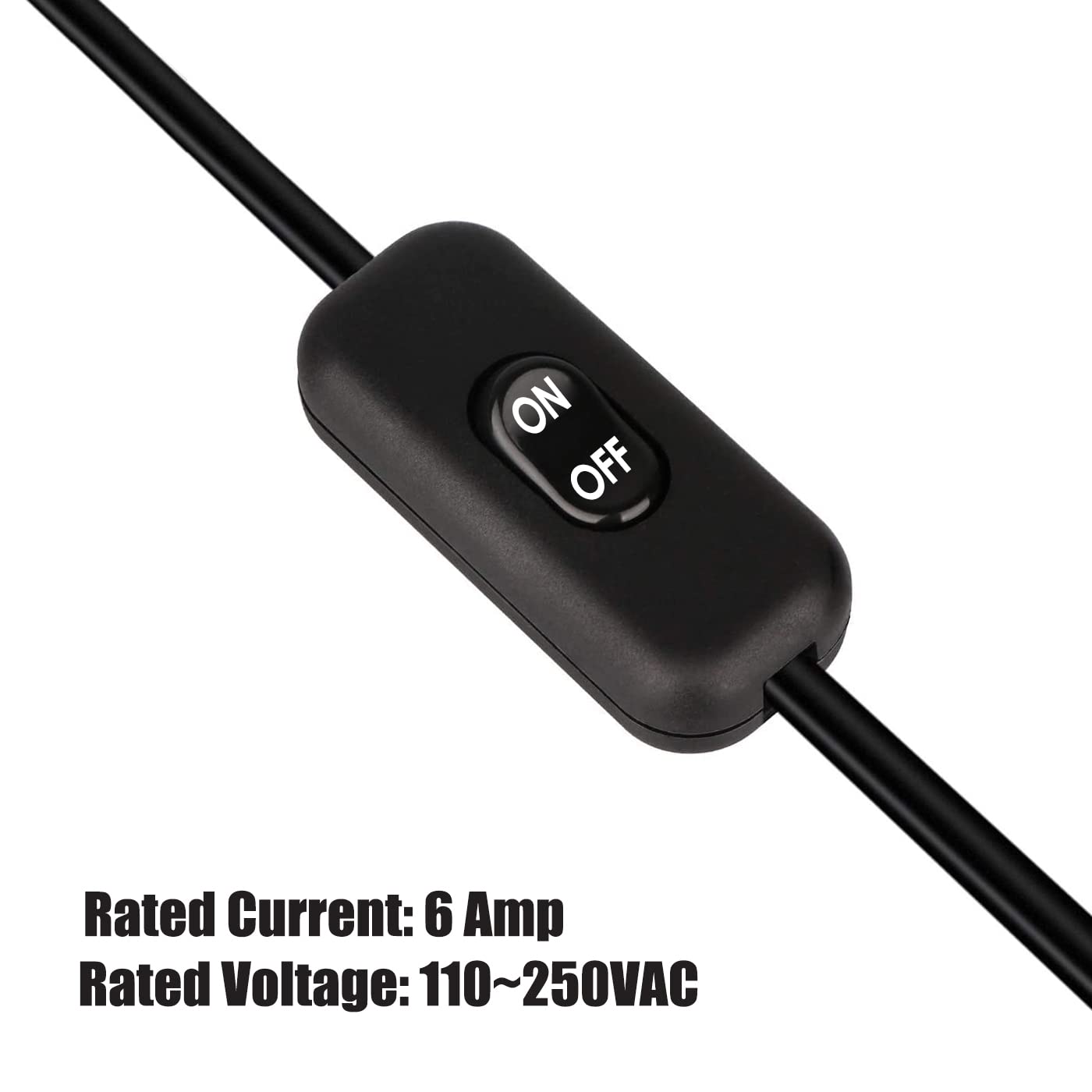 Interruptor de cable en línea, 2 unidades, CA 250 V 6 A, interruptor de control de lámpara de encendidoapagado, interruptor basculante para lámpara