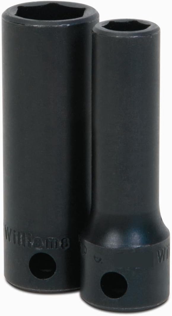 Williams JHW12M-612 SUPERTORQUE – Enchufe de 6 puntos de impacto profundo de 38 pulgadas, tamaño de 0.472 in, acabado industrial negro, diseñado