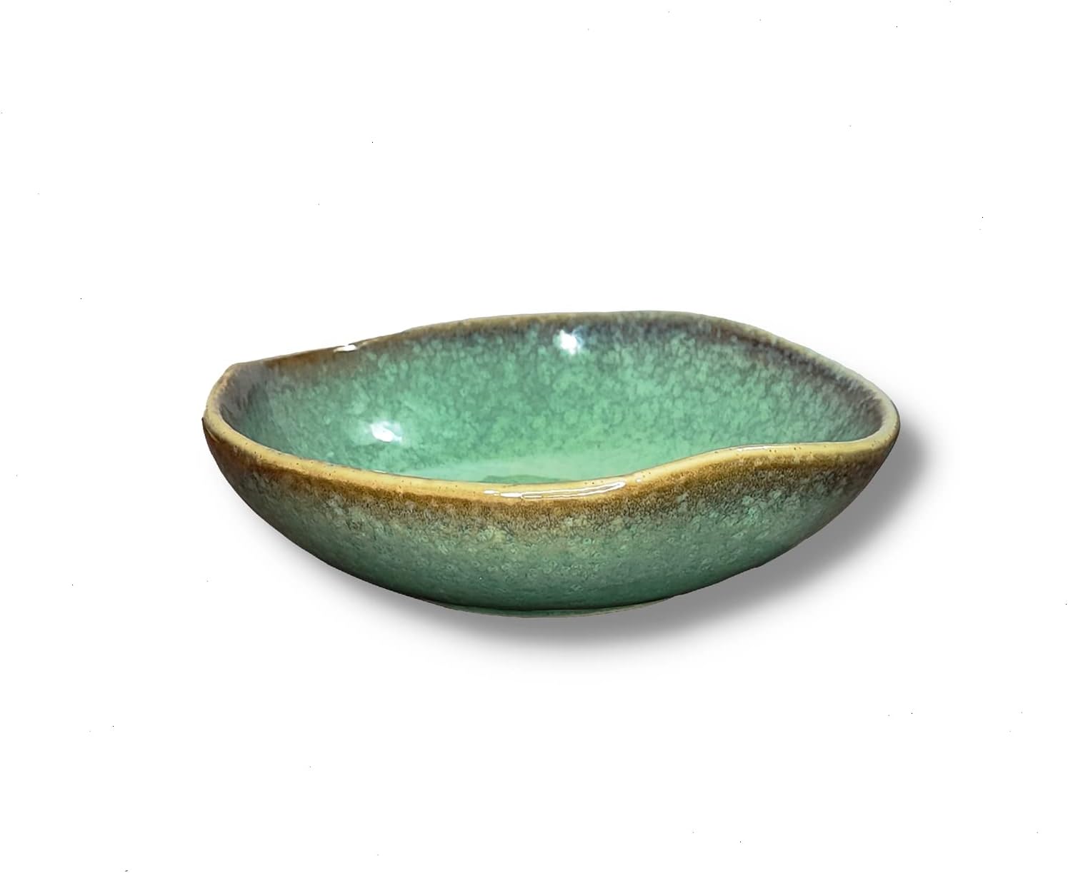 VOMANA Cuenco decorativo de cerámica con esmalte verde, cuenco pequeño para dulces de 8 pulgadas, plato para llaves para mesa de entrada, acento de