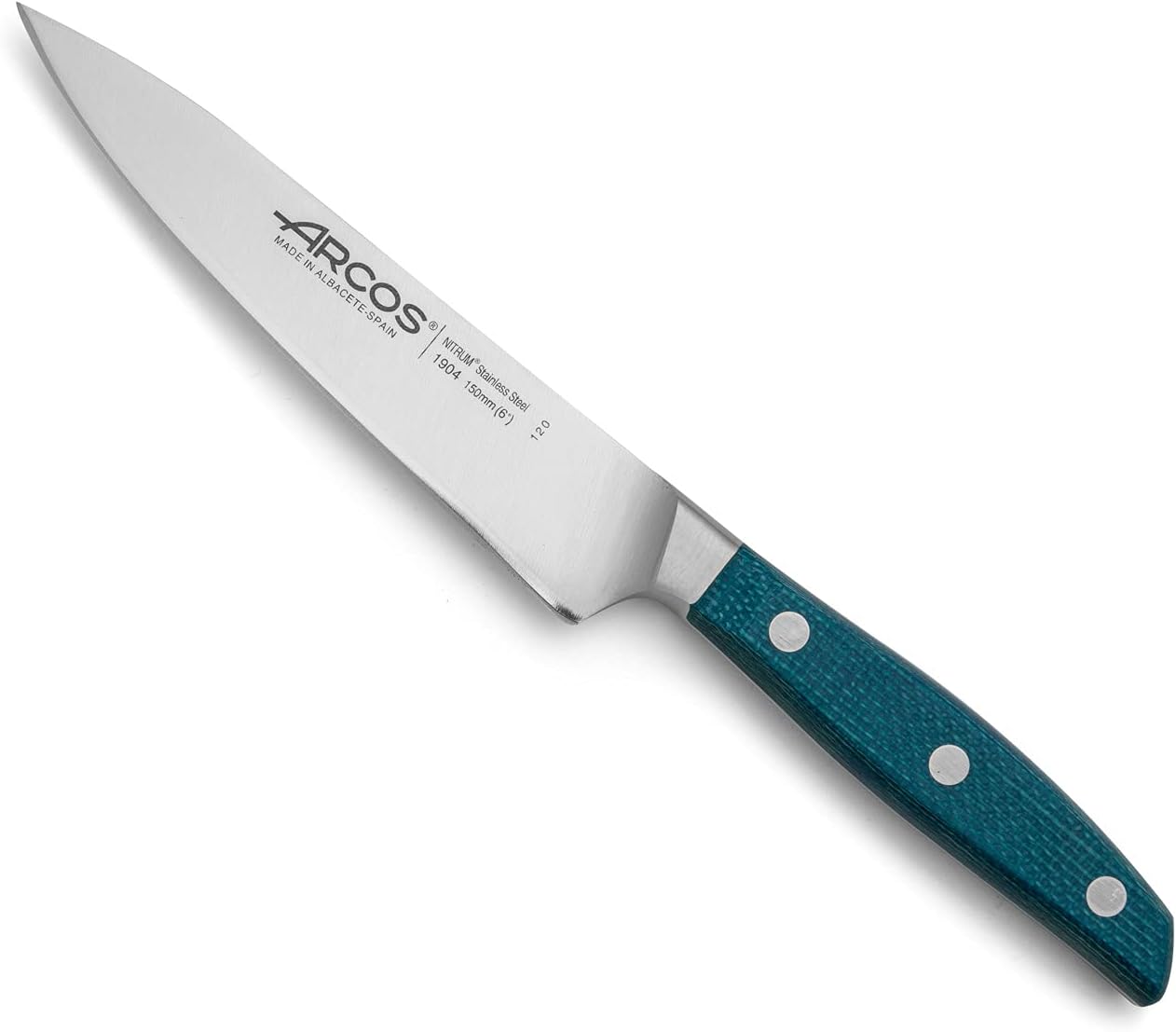 ARCOS Cuchillo de chef forjado de acero inoxidable tamaño 6 pulgadas. Mango profesional de micarta y borde especial de seda y hoja plateada 5.906