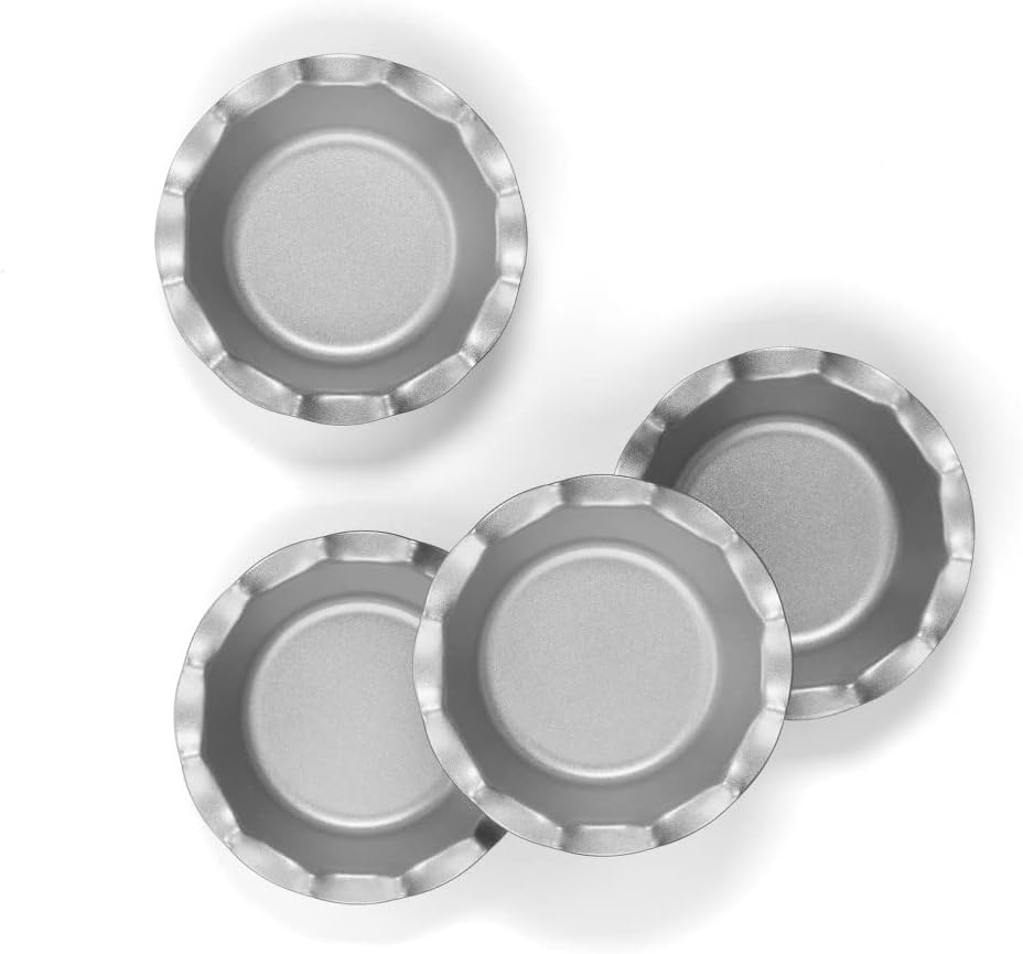Cuisinart Juego de moldes para tartaletas estriadas de 4 piezas, mini-metal, aleación de acero