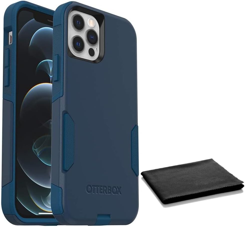 OtterBox Commuter Series – Funda para iPhone 12 y iPhone 12 Pro (solo con paño de limpieza, embalaje no minorista), diseño a medida (azul)