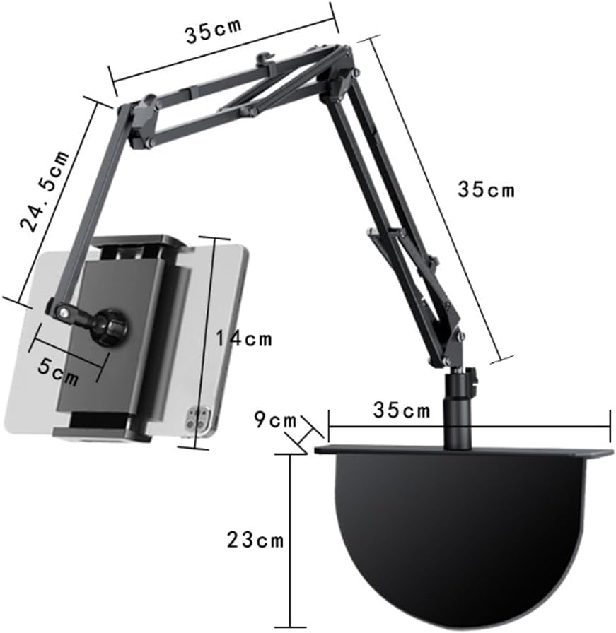 Soporte oculto para tableta de teléfono de cabecera retráctil, soporte plegable ajustable para tableta, soporte de brazo para tableta compatible con