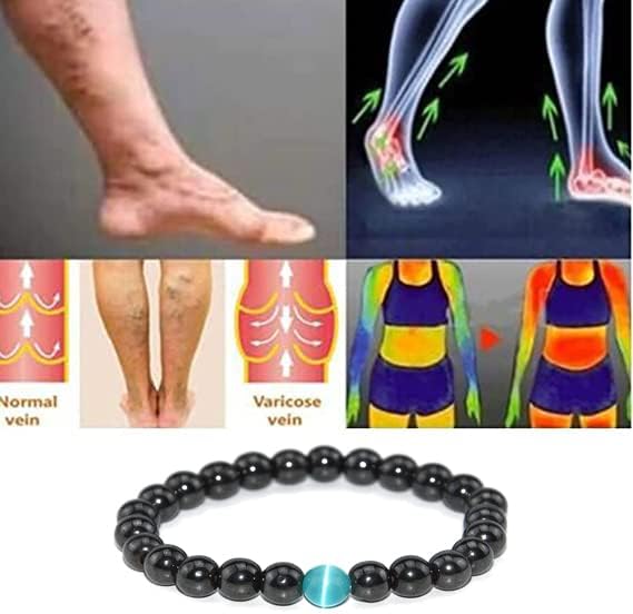 Tobillera de obsidiana negra antihinchazón para mujer, pulsera de obsidiana de drenaje linfático, pulsera magnética de obsidiana antiansiedad para