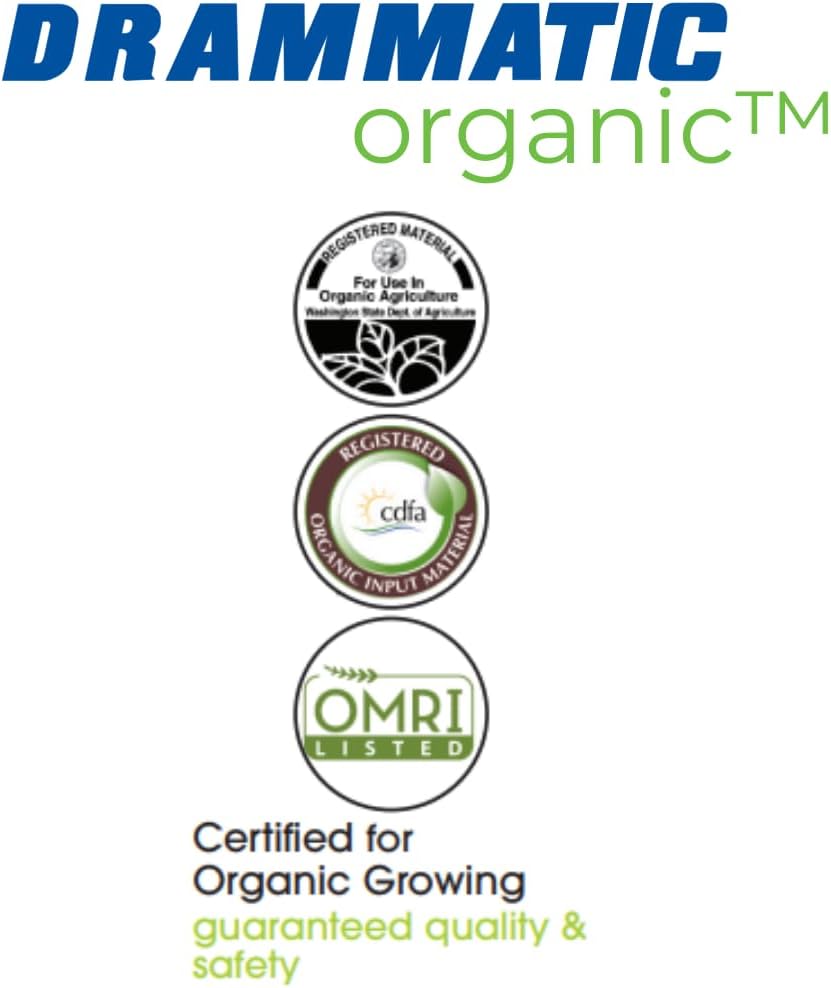 Dramm Drammatic Organic Fertilizante con Kelp 2-4-1, fertilizante líquido hidrolizado para pescado, para verduras, flores y frutas, 1 galón, con