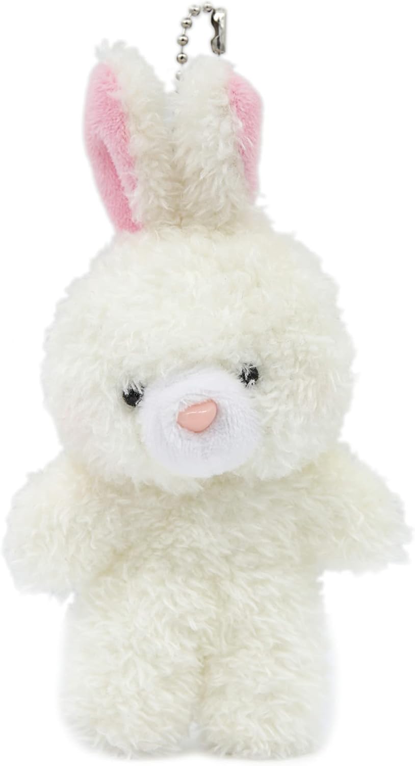 Llavero de peluche de conejito para niños con corazón de 5.5 pulgadas, mochila de peluche de conejo de peluche, bolso colgante de regalo para niñas,