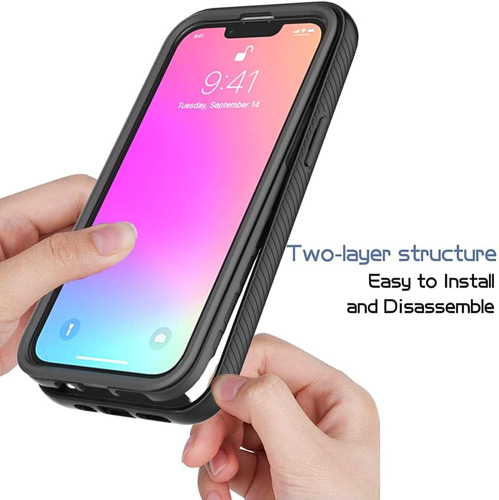 Asuwish Funda para iPhone 13 de 6.1 pulgadas con protector de pantalla de vidrio templado y soporte delgado, funda protectora híbrida resistente