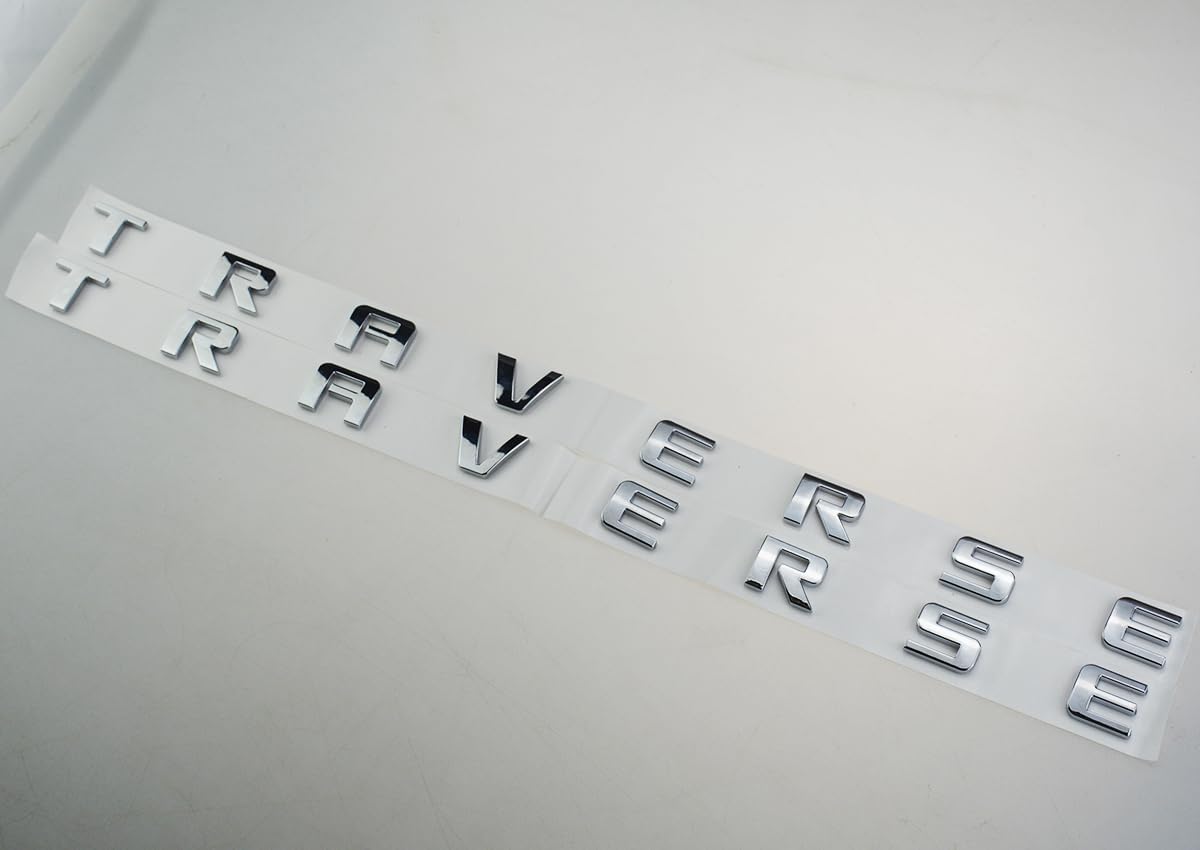 2 calcomanías de repuesto para placa de identificación de letras 3D para puerta y traverse 2018+ (cromado)